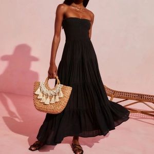 Vici Rosalina Strapless Smocked Tiered Maxi Dress